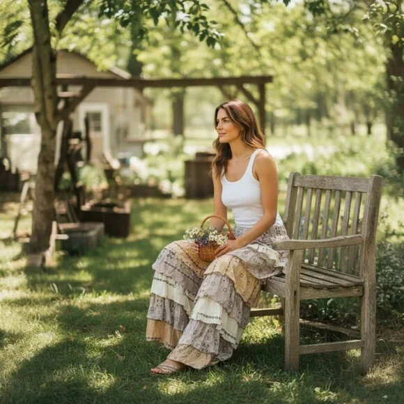 NWT JADED GYPSY BOHEMIAN LAYERS OF DREAMS TIERED RUFFLED WIDE LEG PANTS - Picture 2 of 9